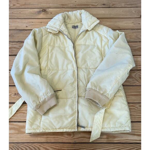 Sig Buchmayr Vintage Full Zip Belted Coat Size Medium Women’s Yellow - Picture 1 of 10